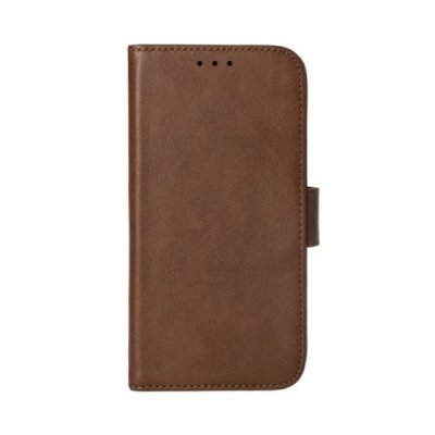 rvelon iphone 14 plånboksfodral i genuint äkta läder med magnet 3 kortfack 1 kontantfack brun