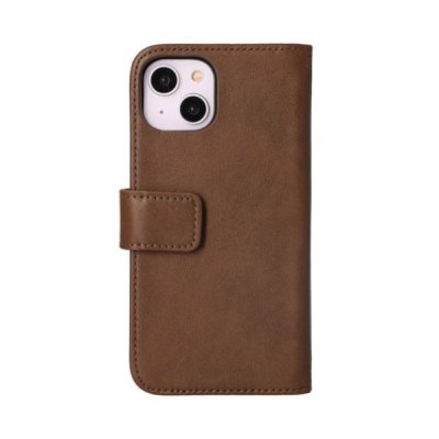 rvelon iphone 14 plånboksfodral i genuint äkta läder med magnet 3 kortfack 1 kontantfack brun