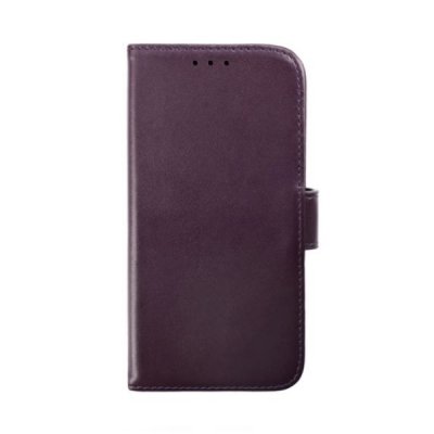 rvelon iphone 14 plånboksfodral i genuint äkta läder med magnet 3 kortfack 1 kontantfack lila