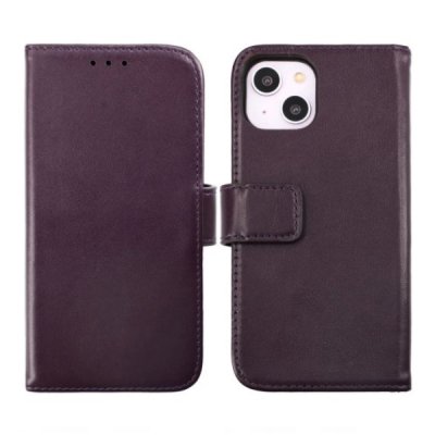 rvelon iphone 14 plånboksfodral i genuint äkta läder med magnet 3 kortfack 1 kontantfack lila