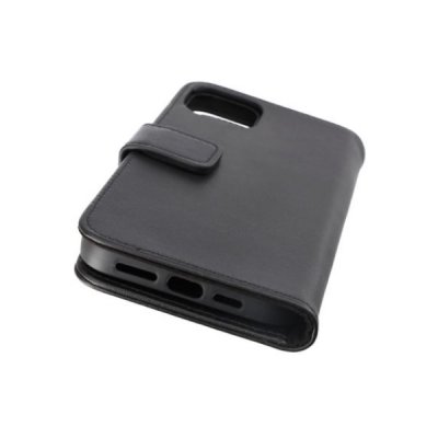 rvelon iphone 14 plånboksfodral i genuint äkta läder med magnet 4 kortfack 1 kontantfack svart