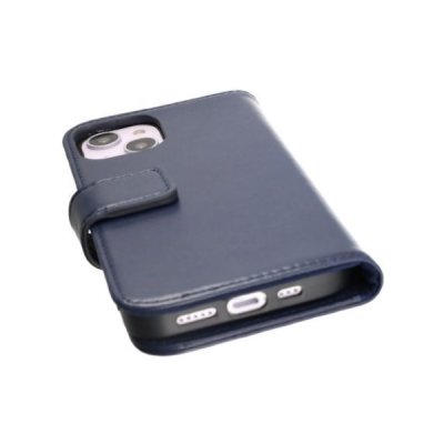 rvelon iphone 14 plus plånboksfodral i genuint äkta läder med magnet 3 kortfack 1 kontantfack blå