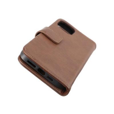rvelon iphone 14 plus plånboksfodral i genuint äkta läder med magnet 3 kortfack 1 kontantfack brun