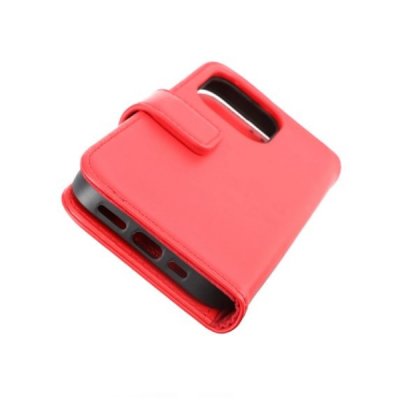 rvelon iphone 14 plus plånboksfodral i genuint äkta läder med magnet 3 kortfack 1 kontantfack röd