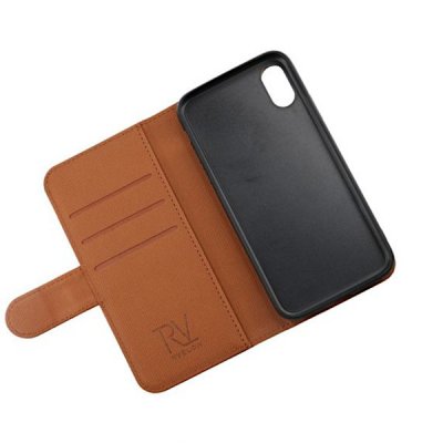 rvelon iphone x xs magnetiskt plånboksfodral tpu pu artificiellt läder 4st kortfack i gyllenbrun färg
