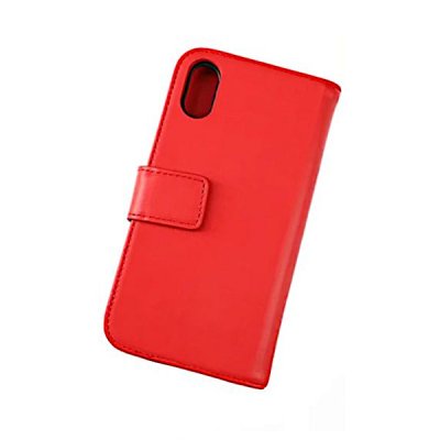 rvelon iphone x xs plånboksfodral tillverkat av äkta genuint läder hög kvalitet röd färg 4st kortfack pu tpu