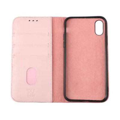 rvelon iphone x xs plånboksfodral tillverkat av äkta genuint läder hög kvalitet rosa färg 4st kortfack pu tpu