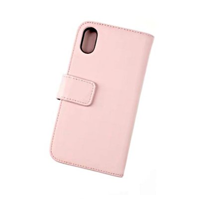 rvelon iphone x xs plånboksfodral tillverkat av äkta genuint läder hög kvalitet rosa färg 4st kortfack pu tpu