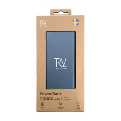 Rvelon Powerbank 20000 mAh Blå
