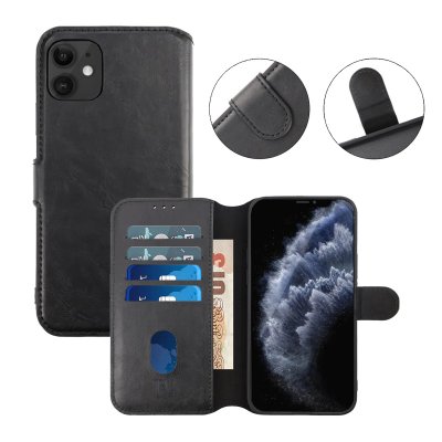 RV iPhone 11 Läderfodral TPU med Ställ - Svart