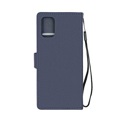 samsung galaxy a51 läder plånboksfodral med flipstand 3st kortfack 1st id fönster blå