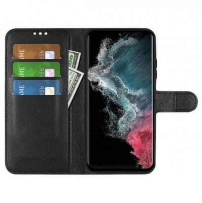 samsung galaxy s23 ultra plånboksfodral flipstand wallet case med stativ kortfack och sidofack svart