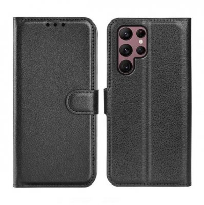 samsung galaxy s23 ultra plånboksfodral flipstand wallet case med stativ kortfack och sidofack svart