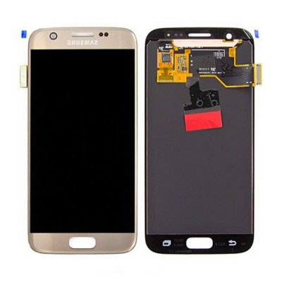samsung galaxy s7 sm-g930f lcd skärm GH97-18523C vid reparation reservdelsbyte original samsung service pack guld