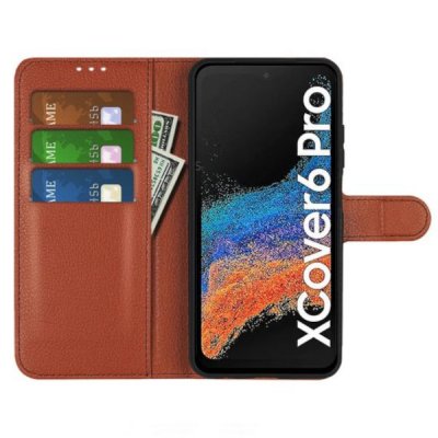 Samsung Galaxy Xcover 6 Pro Plånboksfodral med Stativ Brun