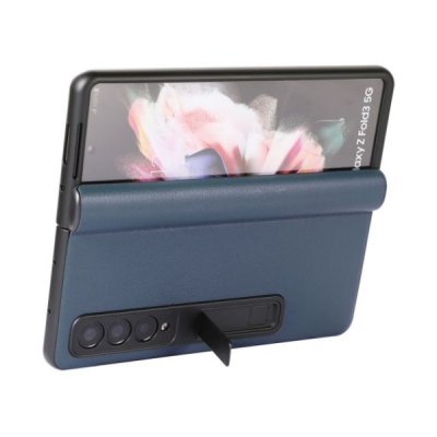 Samsung Galaxy Z Fold3 Vikbart Läderfodral Blå