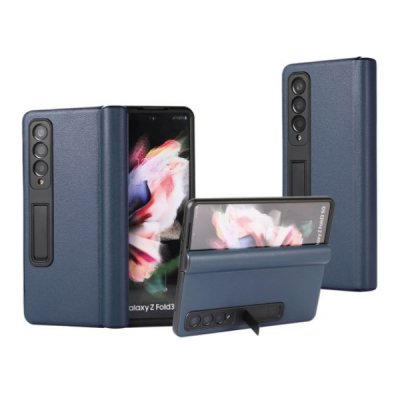 Samsung Galaxy Z Fold3 Vikbart Läderfodral Blå