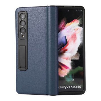 Samsung Galaxy Z Fold3 Vikbart Läderfodral Blå