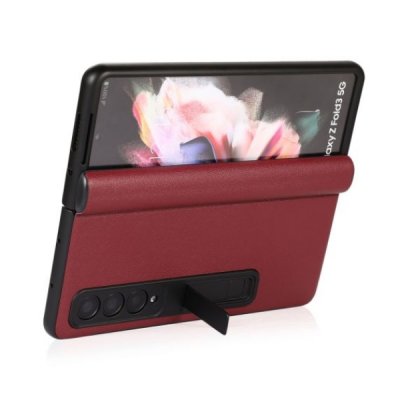 Samsung Galaxy Z Fold3 Vikbart Läderfodral Röd