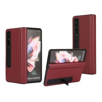 Samsung Galaxy Z Fold3 Vikbart Läderfodral Röd