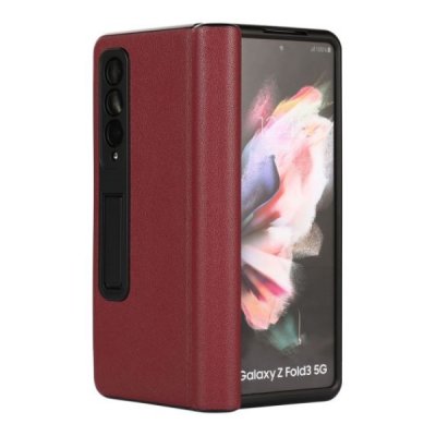 Samsung Galaxy Z Fold3 Vikbart Läderfodral Röd