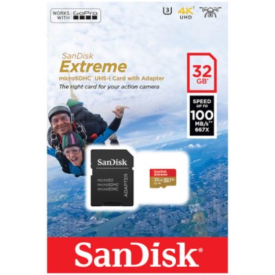sandisk 32gb minneskort micro sdhc extreme adapter