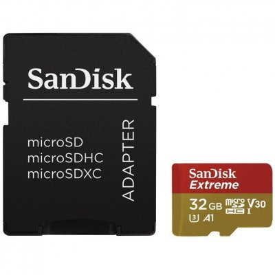 sandisk 32gb minneskort micro sdhc extreme adapter