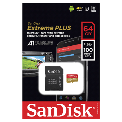 SanDisk Extreme microSDXC Class 10 UHS-I Class 3 V30 A1 10060MBs 64GB