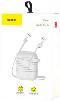 fodral i Silikon för Airpods med Magnetiskt Bälte - Vit