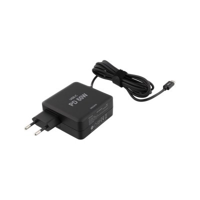 DELTACO 60W USB-C Laptopladdare, 2x USB-A, PD 2.0 - Svart