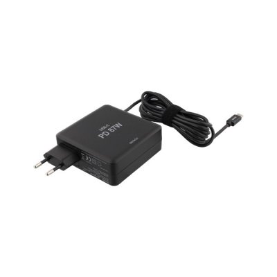DELTACO 87W USB-C Laptopladdare, 2x USB-A, PD 2.0 - Svart