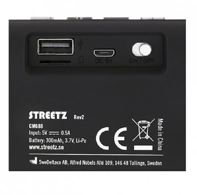 STREETZ bärbar Bluetooth-högtalare, kompakt, Bluetooth 4.2