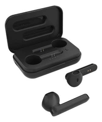 STREETZ True Wireless Stereo hörlurar med laddningsetui, semi-in-ear, BT 5, mattsvart.