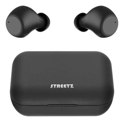 STREETZ Trådlösa in-ear hörlurar med laddningetui, BT 5, TWS, svart
