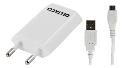 Väggladdare 230V till 5V USB, USB Type Micro B-kabel, 1M