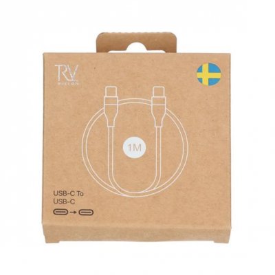 USB-C till USB-C Kabel 1m Rvelon Vit