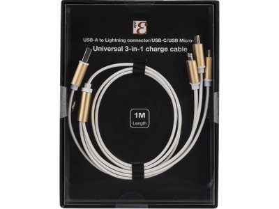 EPZI 3 i 1 Kabel Lightning, Micro, USB-C - 1 m - Guld