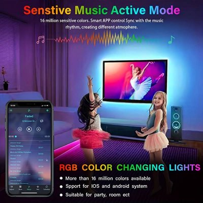 15m RGB BT-kontroll Fullfärgad LED Strip Light med APP-kontroll