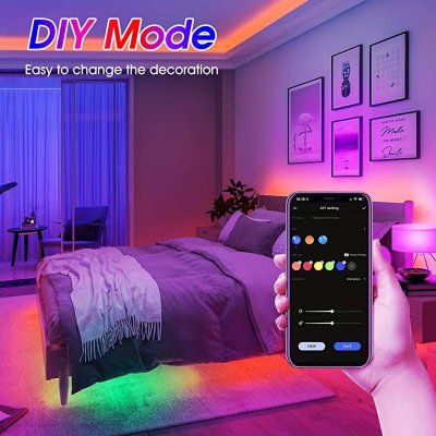 15m RGB BT-kontroll Fullfärgad LED Strip Light med APP-kontroll