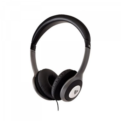 v7 deluxe stereo hörlurar med volymkontroll svart