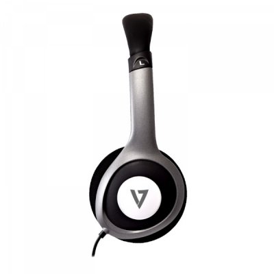 v7 deluxe stereo hörlurar med volymkontroll svart