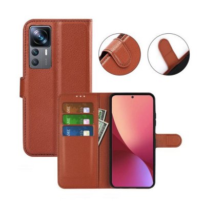 Xiaomi-12T-Xiaomi-12T-Pro-Plånboksfodral-med-Stativ-Brun